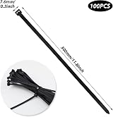 LAMXD 100 Pack Black Heavy Duty Cable Ties Large 300mm Strong Nylon Zip Tie view 6