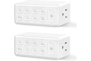 TOPELER Countdown Timer Dual Outlet, Programmable Electrical Timers Outlets with Repeat Function, Up to 4H for Lights, Fan, Appliance, Electric Bike, 3-Prong, 15A/1875W, ½ HP, 2 Pack