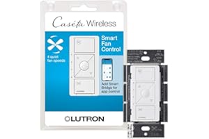 Lutron Caseta Smart Fan Speed Control Switch (Lutron Smart Hub Required), Single-Pole, PD-FSQN-WH, White