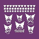 Kuromi Vinyl Wall Art Decal Set - 7" to 9" White Stickers - Sanrio Kawaii Room Decor for Bedrooms, Playrooms, Gaming Rooms, Offices, and Cute Home Decoration