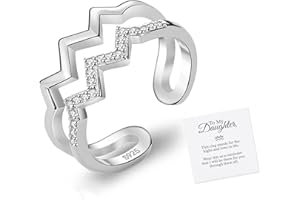 Tyniffer Highs and Lows Ring for My Daughter/Granddaughter Inspirational Rings for Daughter 18K Gold Plated Adjustable Open Double Wave Rings to My Daughter Gift from Mom/Dad