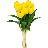 Softflame Artificial/Fake/Faux Flowers - Tulip Yellow 8PCS for Wedding, Home, Party, Restaurant