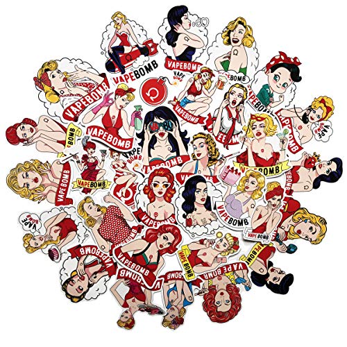 32PCS Vape Bomb Girl Stickers Sexy Modern Girl Sticker Laptop Car Bicycle Suitcase Computer Water Bottle Mobile Phone Stickers Decals (Bomb Girl) - Thumbnail 7