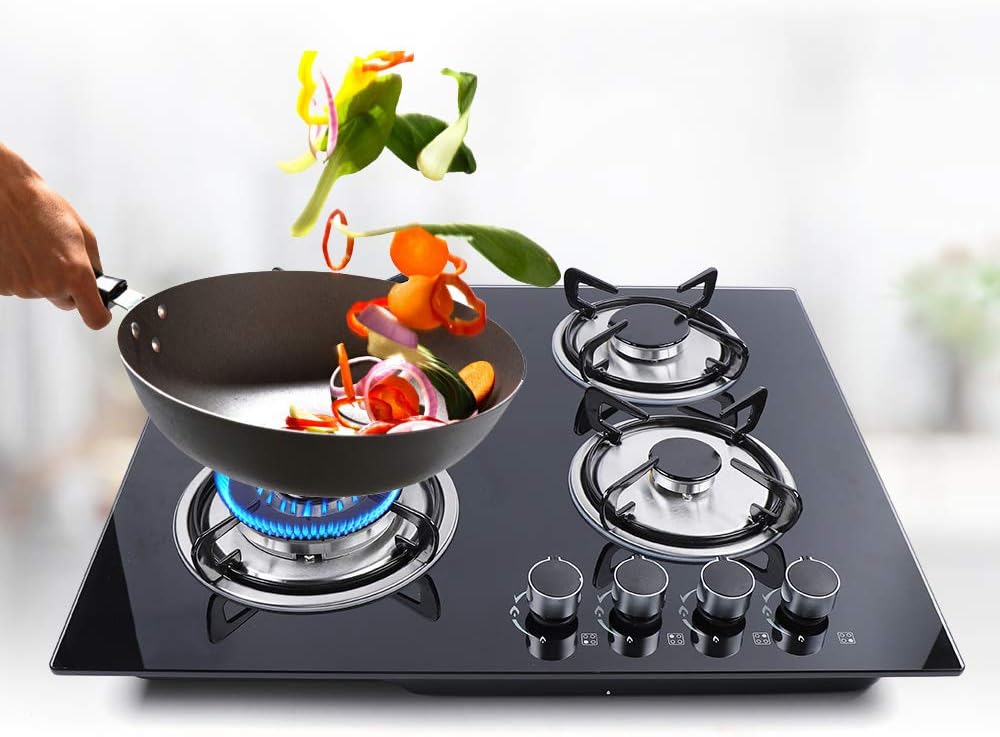 WINUS 23.3" 4 Burners Built-In Stove Top Gas Cooktop Kitchen Easy to Clean Gas Cooking Easy To Clean US Stock