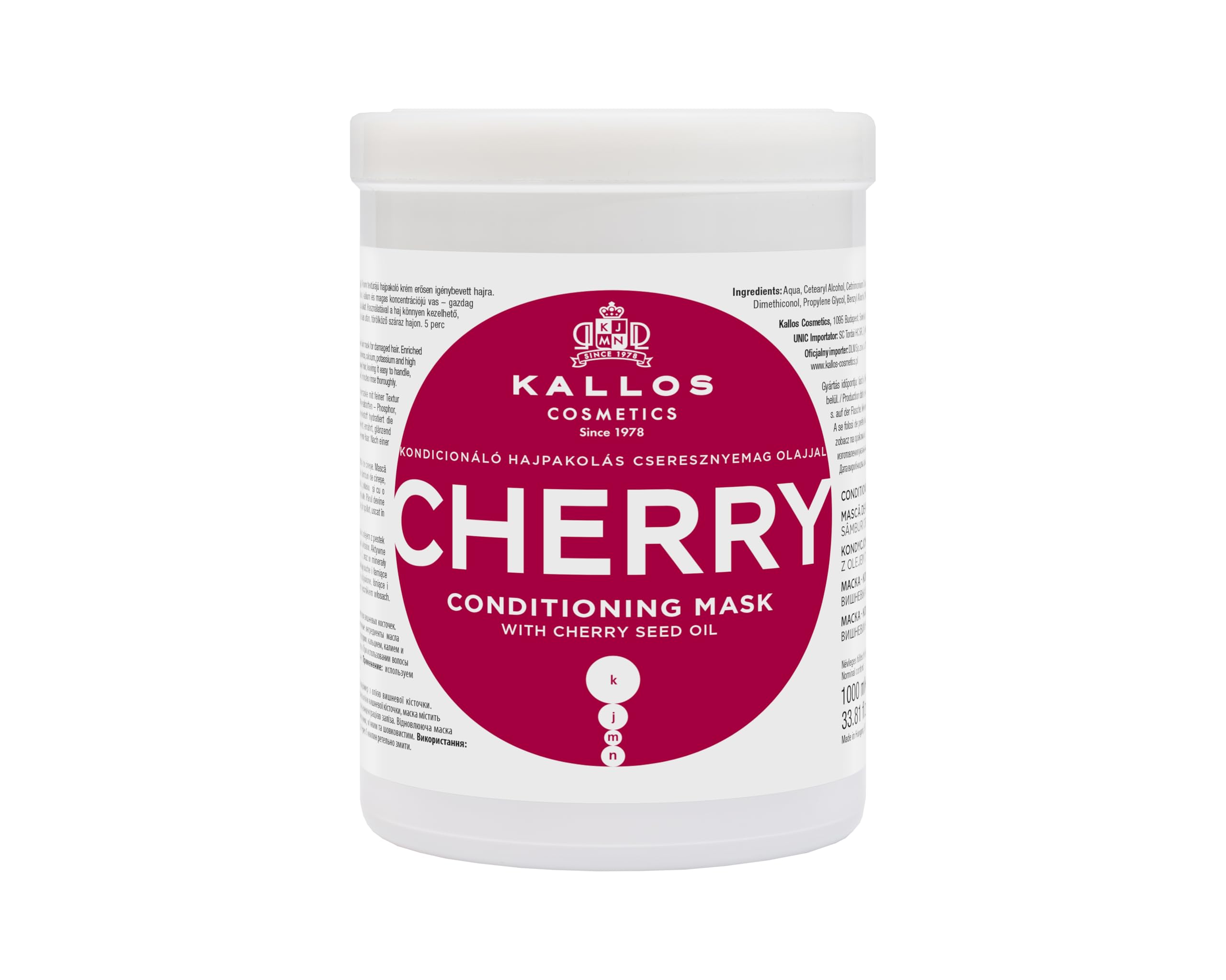 Kallos KJMN Cherry Conditioning Hair Mask with cherry seed oil 1000 ml - 33,81 Fl Oz