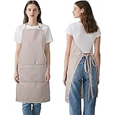 PUBMIND Kitchen Bib Apron for Women Men with Pockets Chef Art Aprons for Cooking Painting Pottery Ceramics