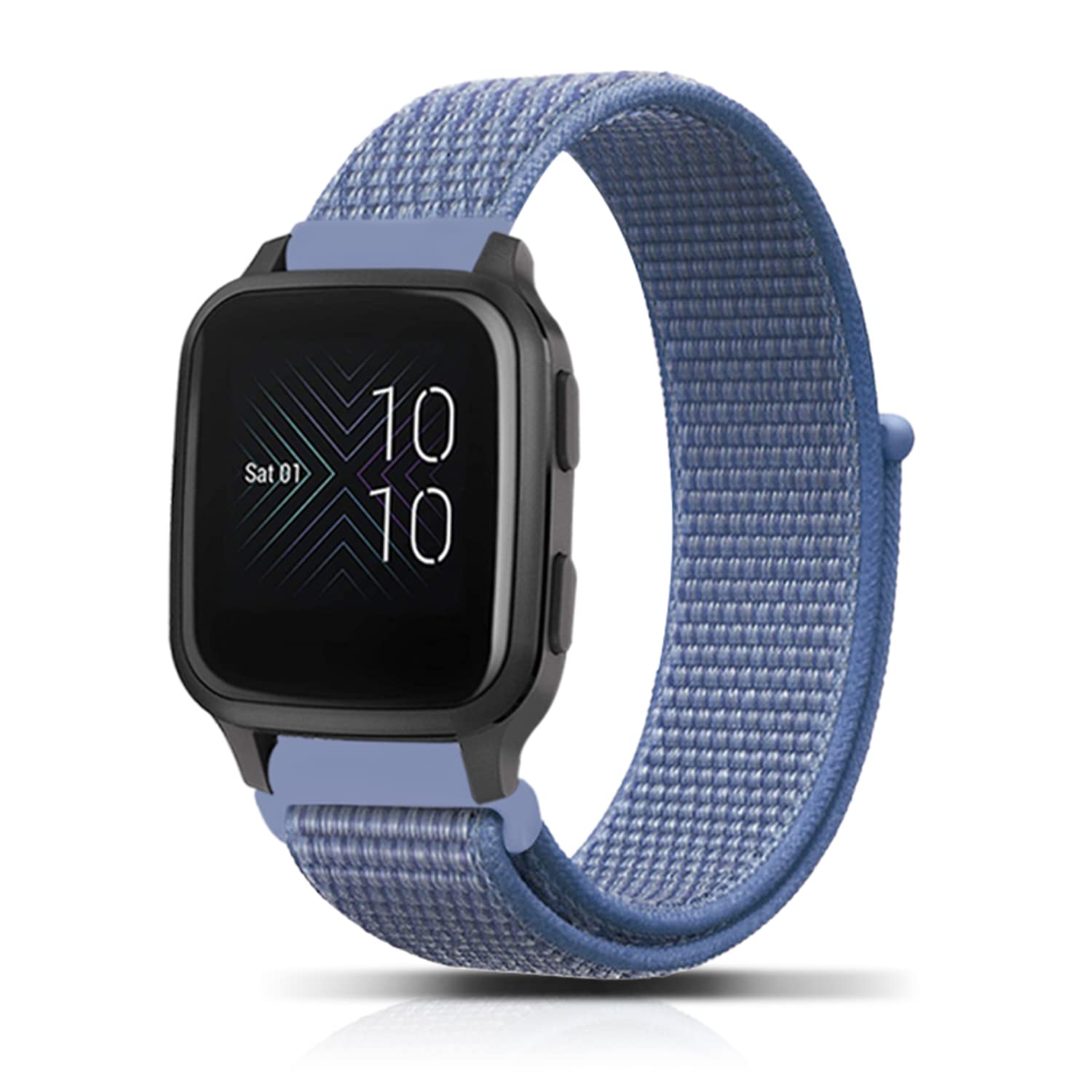 PaceBid 20mm Nylon Strap for Garmin Vivoactive 5/6/Forerunner 165/165 Music/245/245 music/645/645 music/570 42mm, Elastic Sport Watchband for Garmin Venu Sq 2/Venu 2 Plus/Approach S50/S44 - Blue