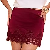 Noplhy Women's Satin Lace Short Skirt Sexy Slim Fit Lace Patchwork Elastic Waist Half Slip Mini Skirts Y2k A Line Under Dress