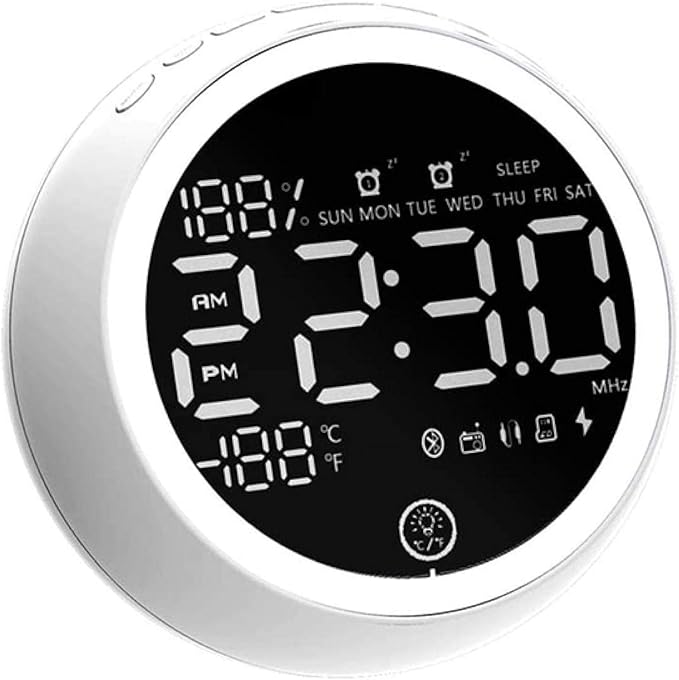 fdhdfh Rechargeable Dual Led Alarm Clock Fm Radio Bluetooth Speaker