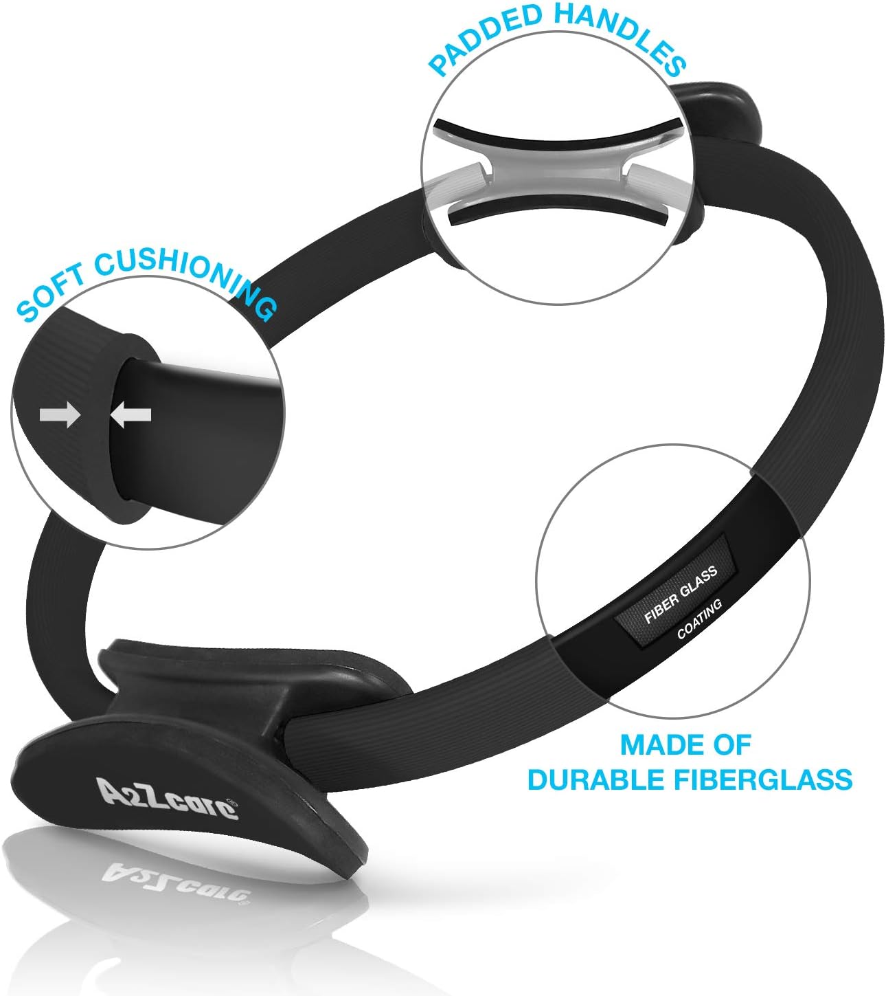 A2ZCARE Pilates Ring Magic Circle, Gym, Aerobics, Pilates, Yoga for Toning and Strengthening Thighs, Abs and Legs (12-inch Dia.) for More Power Resistance (Black - 12") : Sports & Outdoors