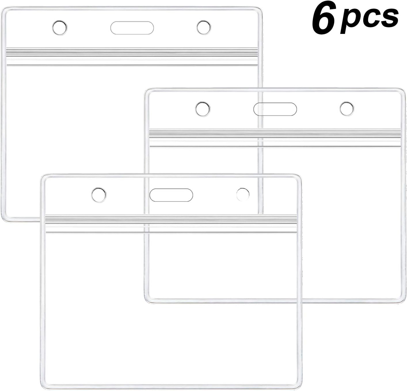 12 Pcs Extra Thick ID Card Badge Holder, Vertical Clear PVC Card Holder with Waterproof Resealable Zip Type : Office Products