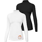 Runhit Women's Thermal Shirt Fleece Mock Turtle Neck Long Sleeve Compression Athletic Base Layer Tops Cold Weather Gear