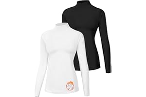 Runhit Women's Thermal Shirt Fleece Mock Turtle Neck Long Sleeve Compression Athletic Base Layer Tops Cold Weather Gear