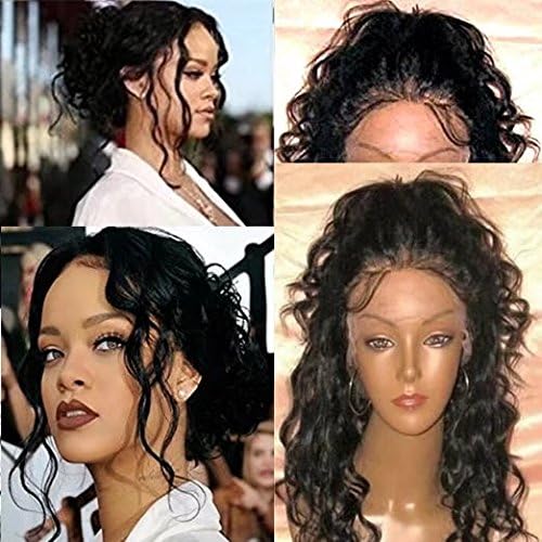 Unprocessed Full Lace Wig For Black Women Brazilian Ombre Wigs Lace Front Human Hair Wigs Loose Body Wave 130% Density Lace Wigs with Baby Hair(18 inch,1B)
