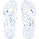 xo, Fetti Something Blue Bride Flip Flops - Bachelorette Party, Beach Bach, Bride To Be Sandals, Something Blue Before I Do, Bridal Shower, Pool Party