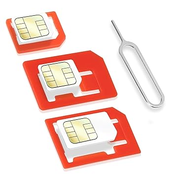Wicked Chili SIM Adapter Set (4in1 Adapter Set für Micro SIM, Nano SIM, Standard SIM, Eject Pin/SIM Nadel) für Handy, Smartph