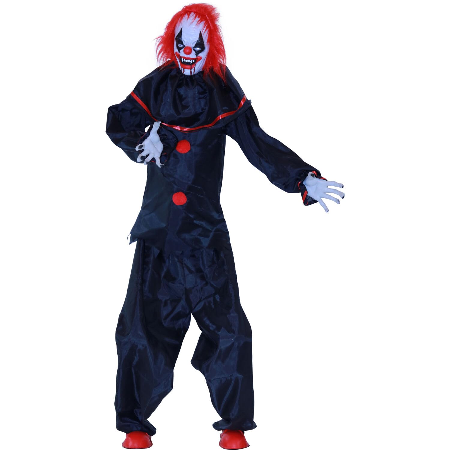 Photo 1 of *** MINOR DAMAGE LIGHTS & MOTION NON-FUNCTIONAL***Haunted Hill Farm Life-Size 5.1-Ft Talking Clown Halloween Animatronic with Touch Activated Lights and Sound, Indoor or Covered Outdoor Scary Halloween Decorations, Battery Operated Fright Props