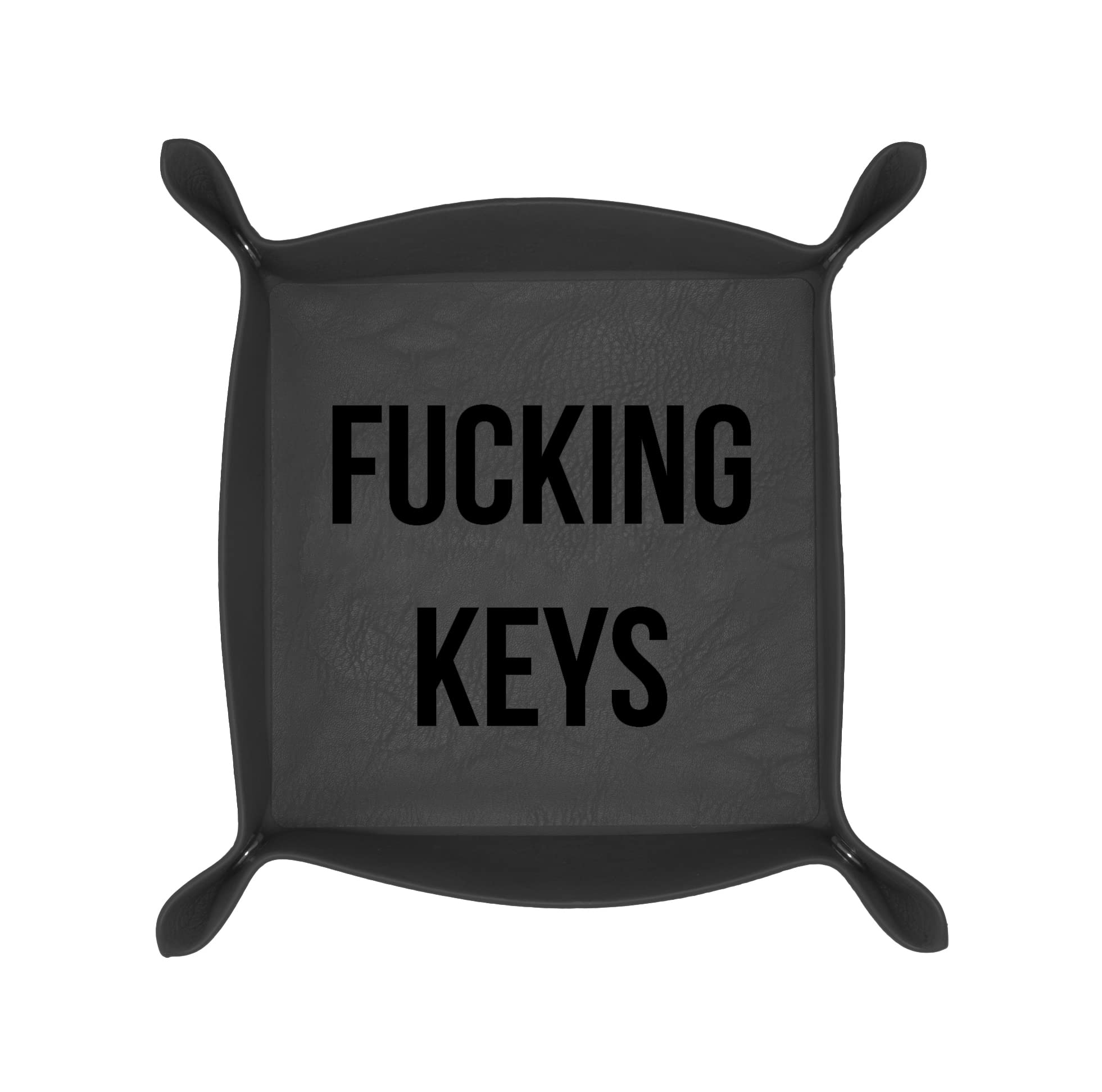 FISURA - Key Box Original Bag Empty Key Organiser Faux Leather Dimensions 19 x 19 cm (F*cking keys, black)