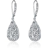 POPLYKE Teardrop/Hummingbird/Cat/Lotus/Bee/Moon/Cross Earrings for Women Sterling Silver Cage Filigree Dangle Drop Earrings