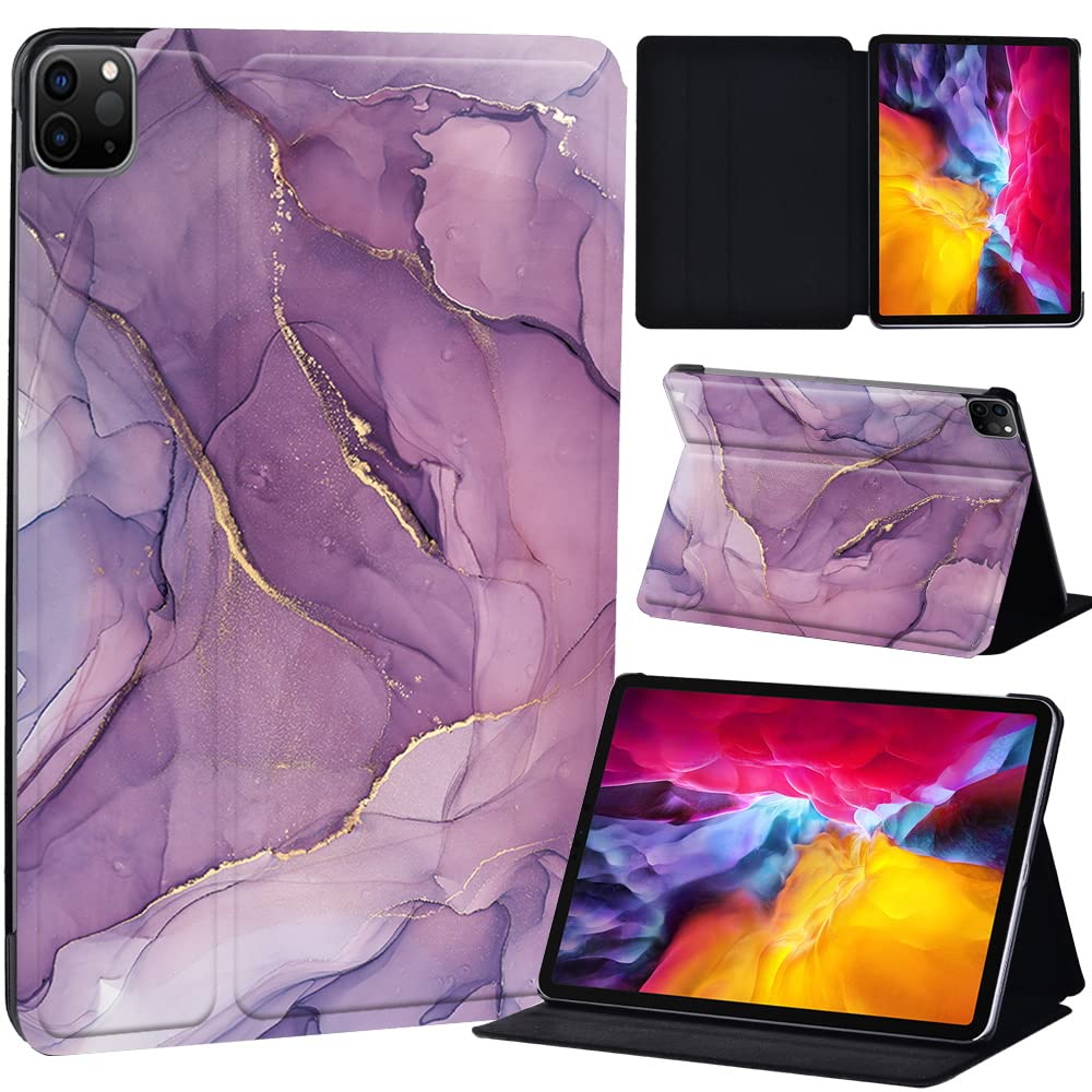 PU Leather + hard shell Ultra slim lightweight Folio Flip Tablet Stand Smart Cover Case Fit iPad Air 4 10.9" (2020) / iPad Pro 11" (2018 2020 2021) (lavender color)