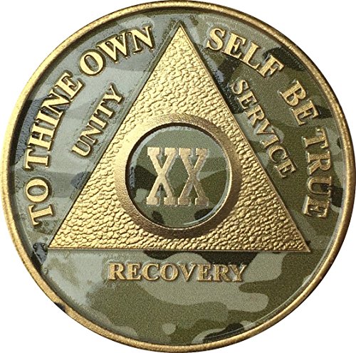 20 Year AA Medallion Camo Gold Plated Anniversary Chip Camouflage Color