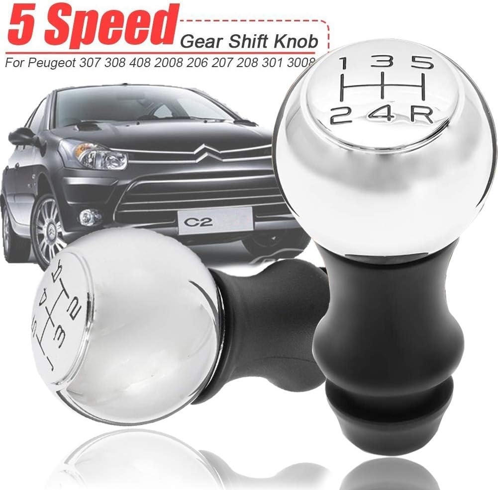 5 Speed Gear Stick Shift Knob Aluminum Alloy Sports Lever Handball for 106 206 207 307 308 406 408 Shift Knob (Knob)