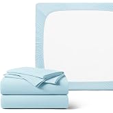 REST Buy 2 GET 30 Percent Off : 3PC Sheet Set Plus Extra Fitted Sheet Bundle at 30% Discount, in Light Blue, King Size
