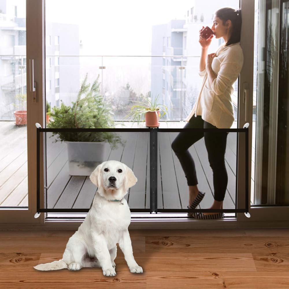 Mesh Dog Gates, Pet Gate for Dogs-Gate for Stairs-Adjustable Zipper Design 3 Sizes 82.6"/47.2"/35.4"- Dog Gates for Doorways-Indoor Protective Fence-Dog Gate for Stairs (Black) Tuokeogo: Baby