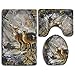 Real Tree Camouflage Deer 3-Piece Soft Bath Rug Set Includes Bathroom Mat Contour Rug Lid Toilet Cover Home Decorative Doormat
