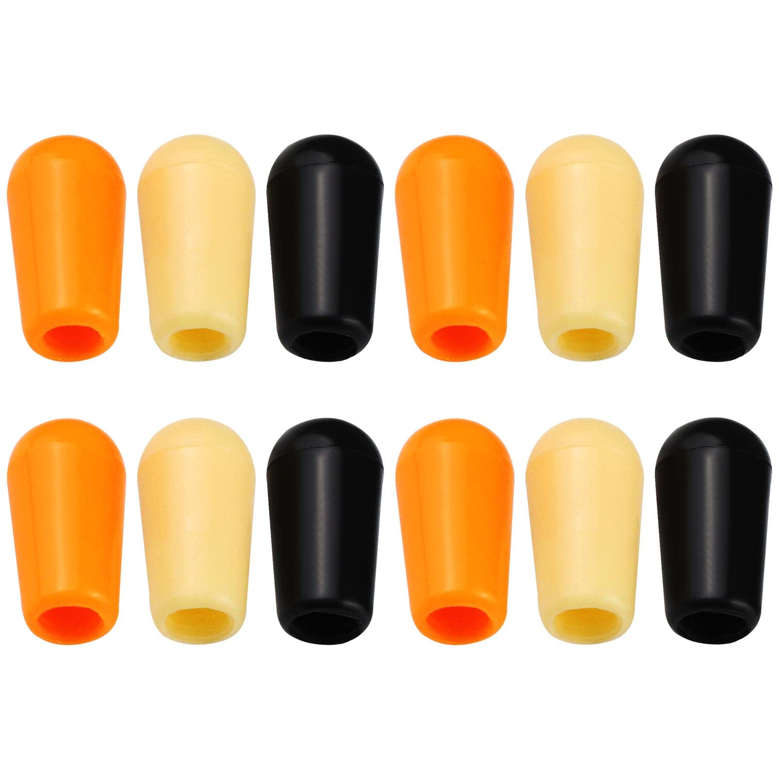 eMagTech 12x 3 Way Guitar Toggle Switch Tips Top Hat Toggle Selector Tip Plastic Pickup Selector Switch Knob Cap for Electric Guitar Parts Accessories Switch Cap 3 Colors