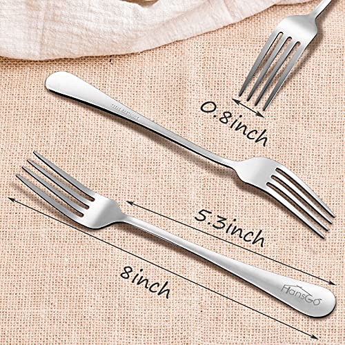 HansGo Dinner Forks, 8PCS Good Table Forks Top Food Grade Stainless Steel Silverware Forks Flatware Forks Use for Home Kitchen Hotel Restaurant