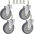 RILIDRI 4-Inch Swivel Stem Caster, 7/16-Inch Stem Diameter Rubber Wheel, Heavy Duty TPR Replacement Wheels for Rubbermaid Mop Bucket Cart Grill Casters - 4 Pack