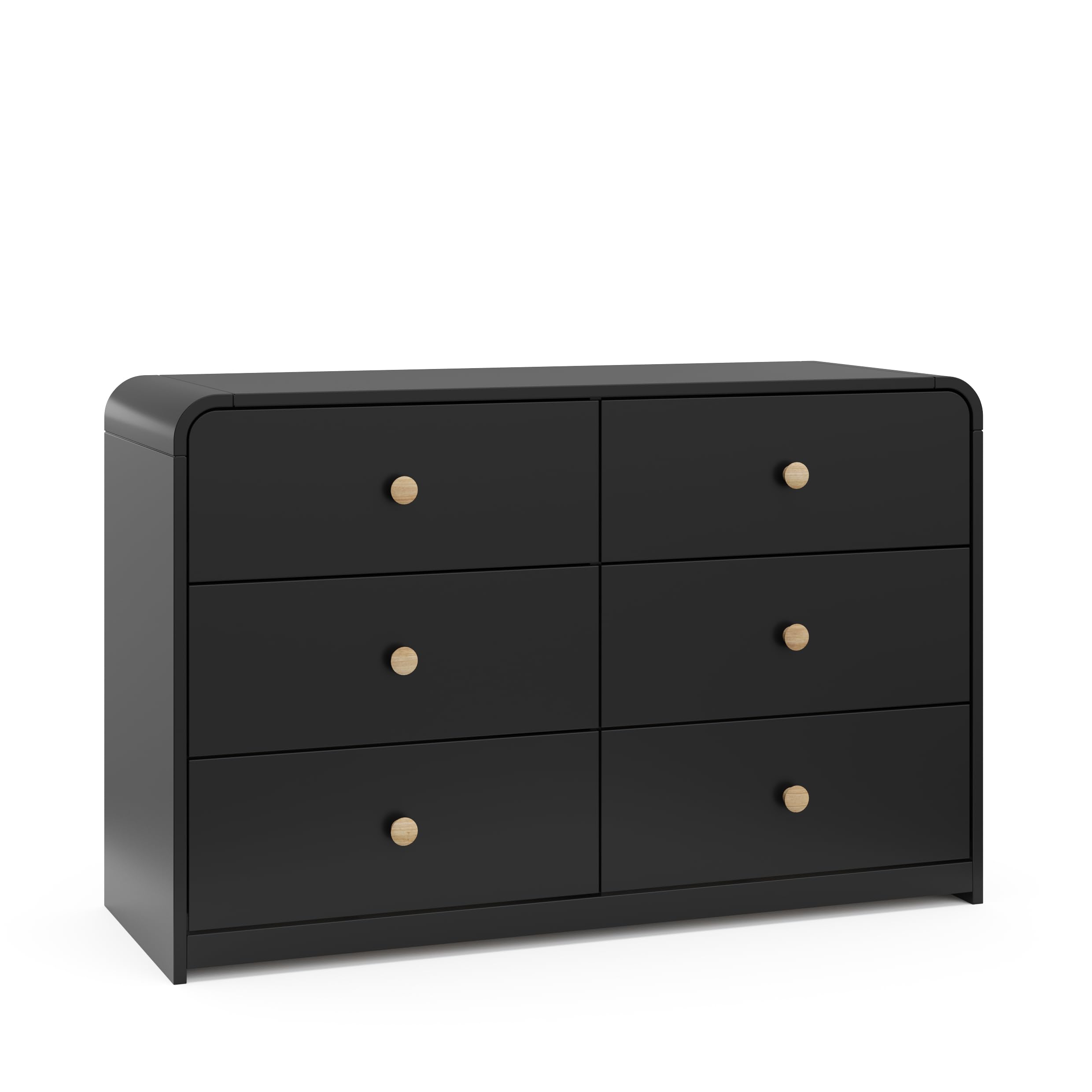 View 1 of *MISSING HARDWARE* Storkcraft Santos 6 Drawer Bedroom Dresser (Black & Natural) – GREENGUARD Gold Certified Dresser for Kids Bedroom with Interlocking Drawer System