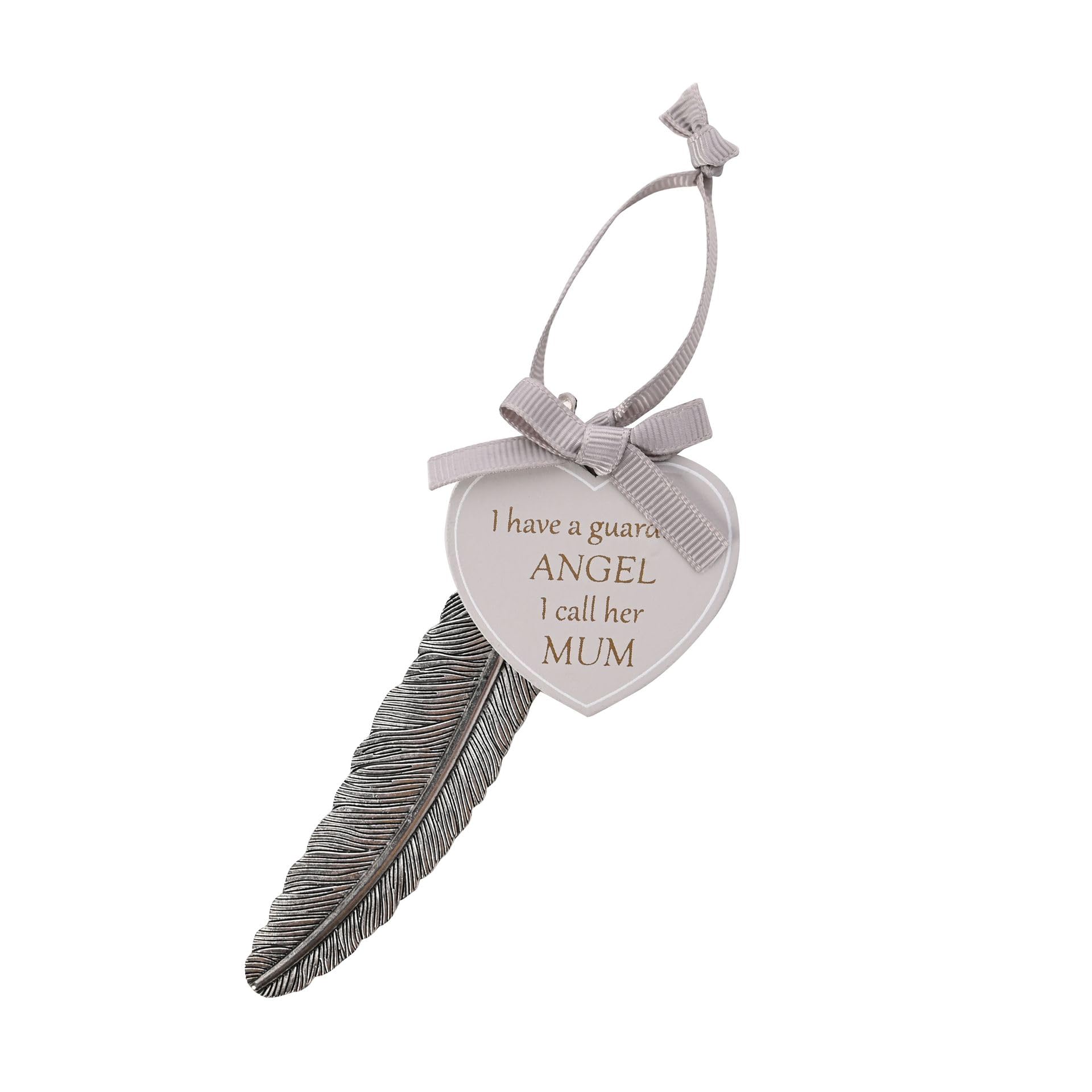 Widdop & Co. Feather and Heart Hanging Plaque Keepsake - Mum Guardian Angel - Thoughts of You Gift Idea