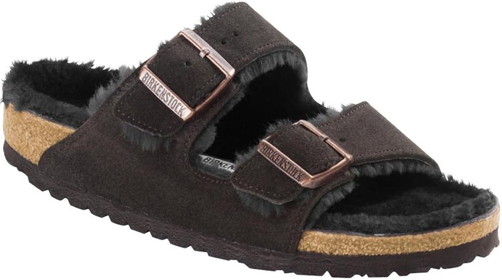 birkenstock arizona shearling mocha suede sandal