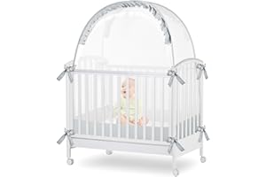 YAVIL Baby Crib Tent Net to Keep Baby from Climbing Out, Baby Safety Tent Toddler Canopy Netting Falls and Mosquito Bites with Breathable Mesh & Pack N Play Tent(Gray, Twin Size