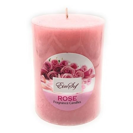 EIN SOF Scented 100% Pure Wax Pillar Candles (3 x6 inches), Highly Fragranced (Rose),Pack of 1 Scented Pillar Candles