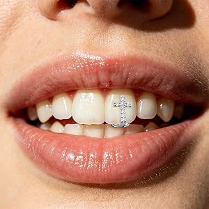 Rhinestones Teeth Grillz for Women Ladies Cross Grills Accessories Glitter Hip Hop Tooth Cap for Men Women