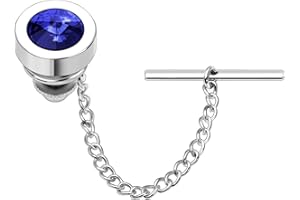 HAWSON Mens Tie Tack with Chain Round Crystal Wedding Business Accessories