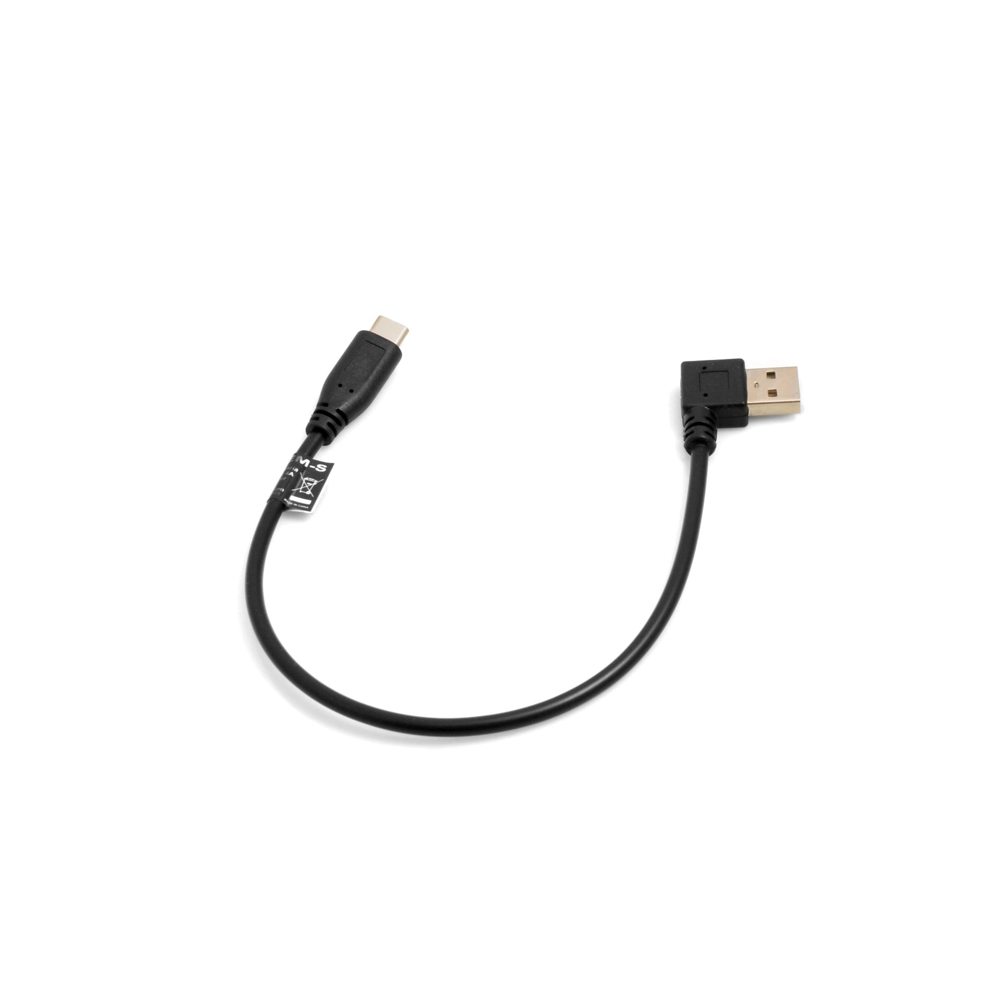 System-S USB-C Cable 28 cm USB 3.1 Type C Male to USB A 2.0 90 Degree Left Angled Connector