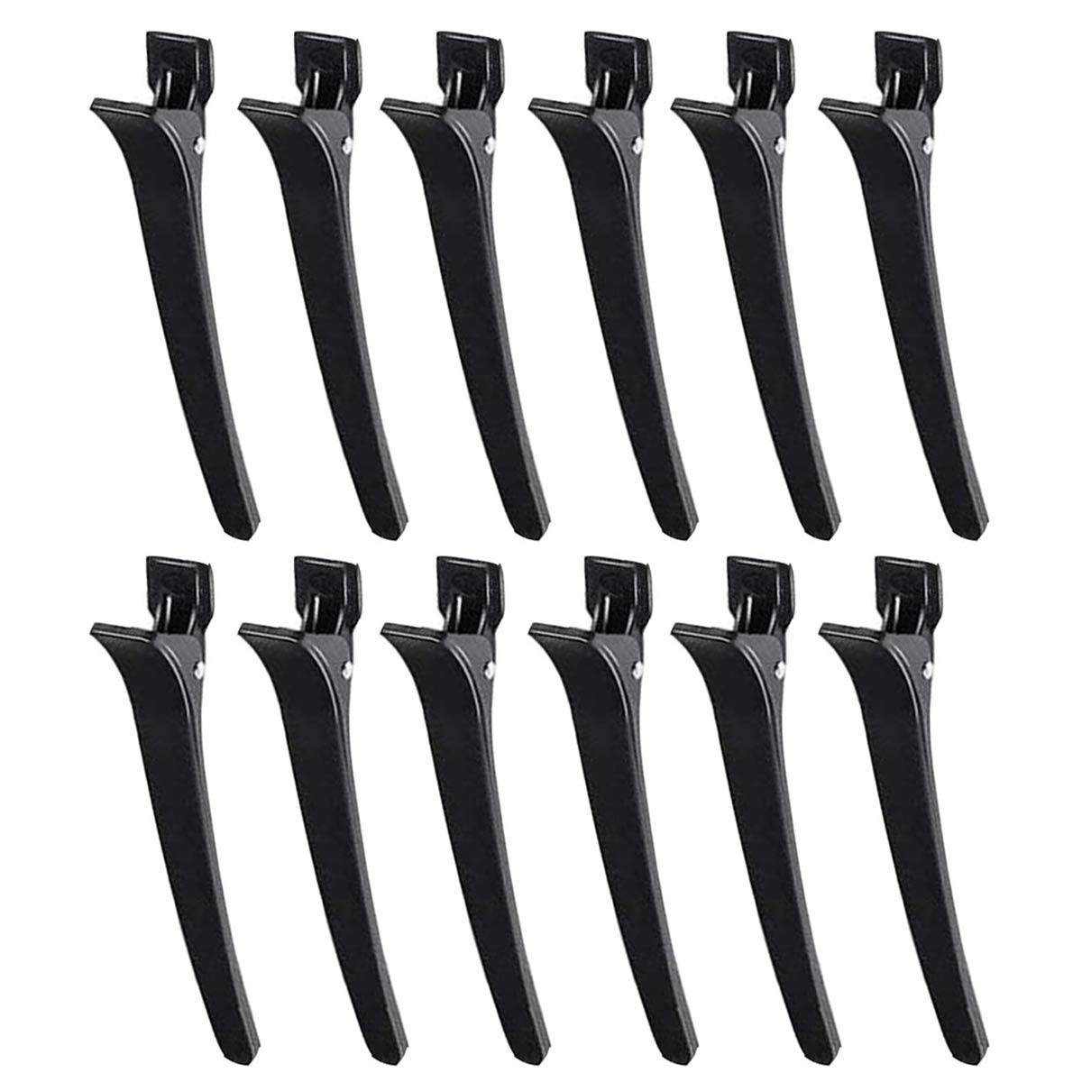 Ancoo 12 Pcs Sectioning Clips Hair Sectioning Clip Clamps Black Alligator Plastic Hairdresser Clips for Hairdressing Styling Salo,Style 1