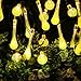 Zeso Waterproof 30 LED Solar String Lights (15 Water Drop and 15 Crystal), 20-Feet, Yellow