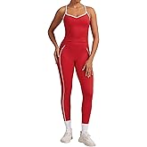 PQBPQB Women 2 Piece Workout Sets Cross Back Color Block Tank Tops Tummy Control Active Leggings Yoga Outfits with Pockets