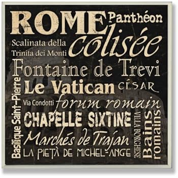 Stupell Home Décor Rome Landmarks Square Wall Plaque, 12 x 0.5 x 12, Proudly Made in USA