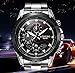 LONGBO Fashion Big Face Watches For Men Clearance For Sale Casual Analog Stainless Steel Band Military Sport Wrist Watches Black