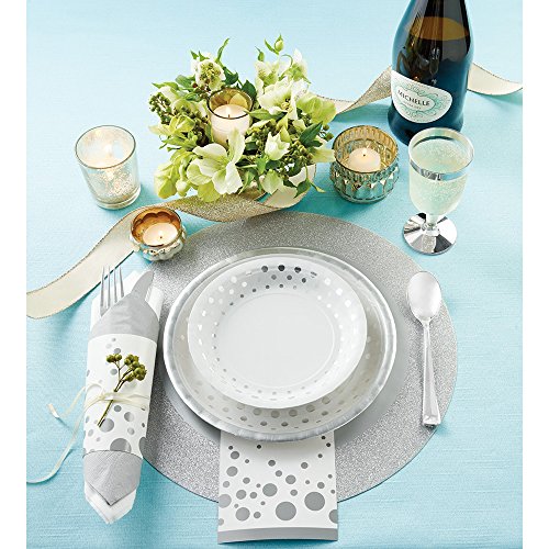 Creative Converting Glitz Silver Round Paper Placemats with 2