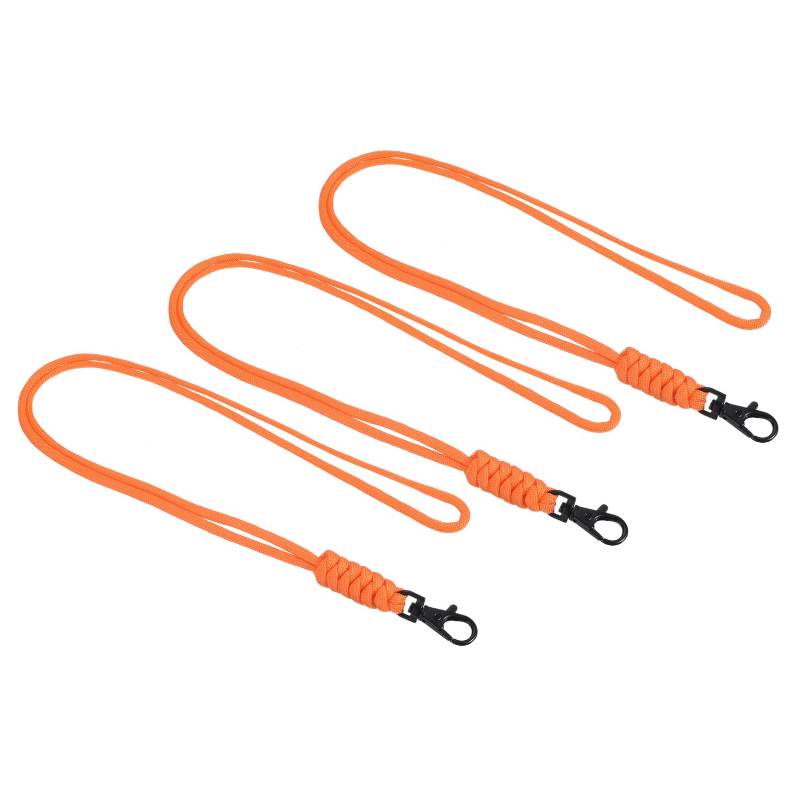 PATIKIL Paracord Lanyard with Lobster Clasp 19 Inch, 3 Pack Necklace Keychain Cord Metal Hook Strap for Keys Whistle Badge Holder, Orange