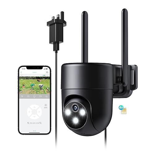 NUASI 4G LTE Security Camera Outdoor, 2K CCTV PTZ Camera with Full Color Night Vision Support AI human detection, Two-way audio with SIM Card