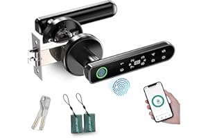 Smart Door Lock, Fingerprint Door Lock Set, 4 in 1 Keyless Entry Door Knob with APP/Keypad Code/Keys/Fingerprint, Electronic 