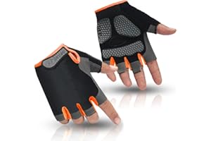 HuwaiH Bike Gloves for Men/Women, Cycling Gloves with Anti-Slip Shock-Absorbing Pad Half Finger Biking Bicycle Gloves
